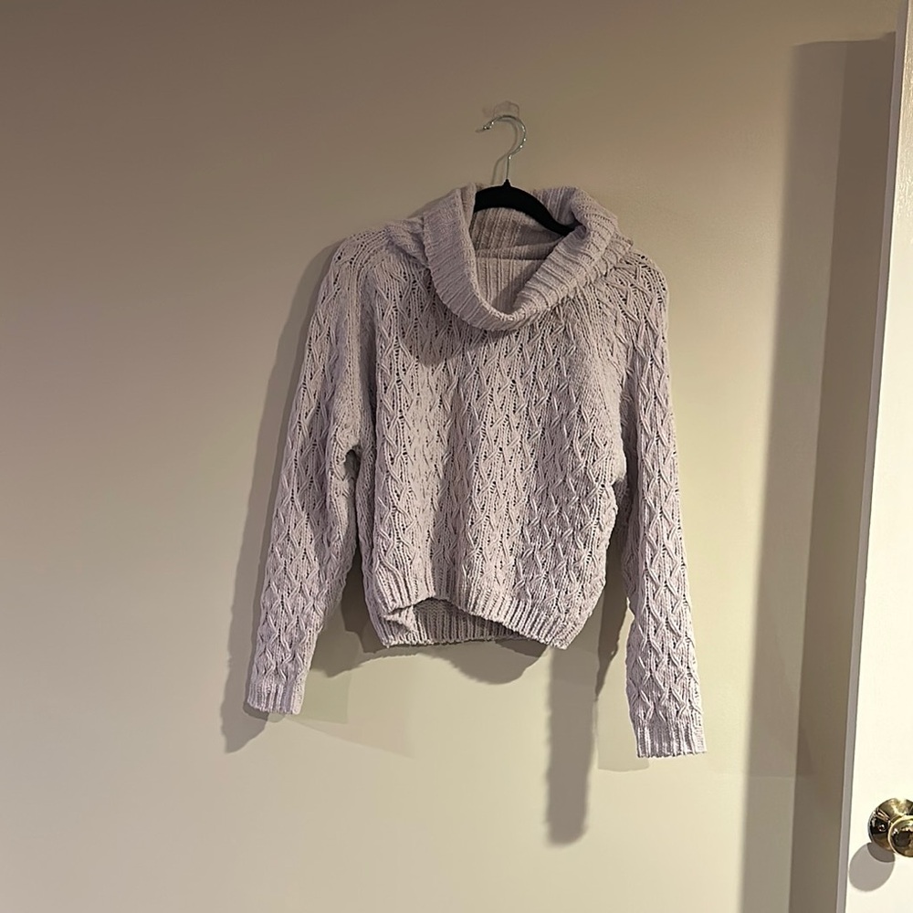 moon & madison Lavender Cable Cowl Neck Sweater